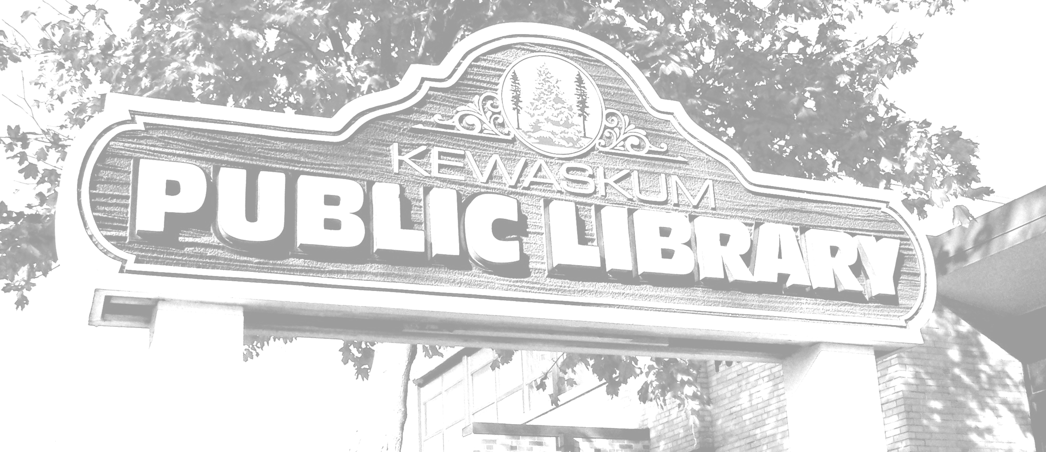 library sign_BW Kewaskum Public Library