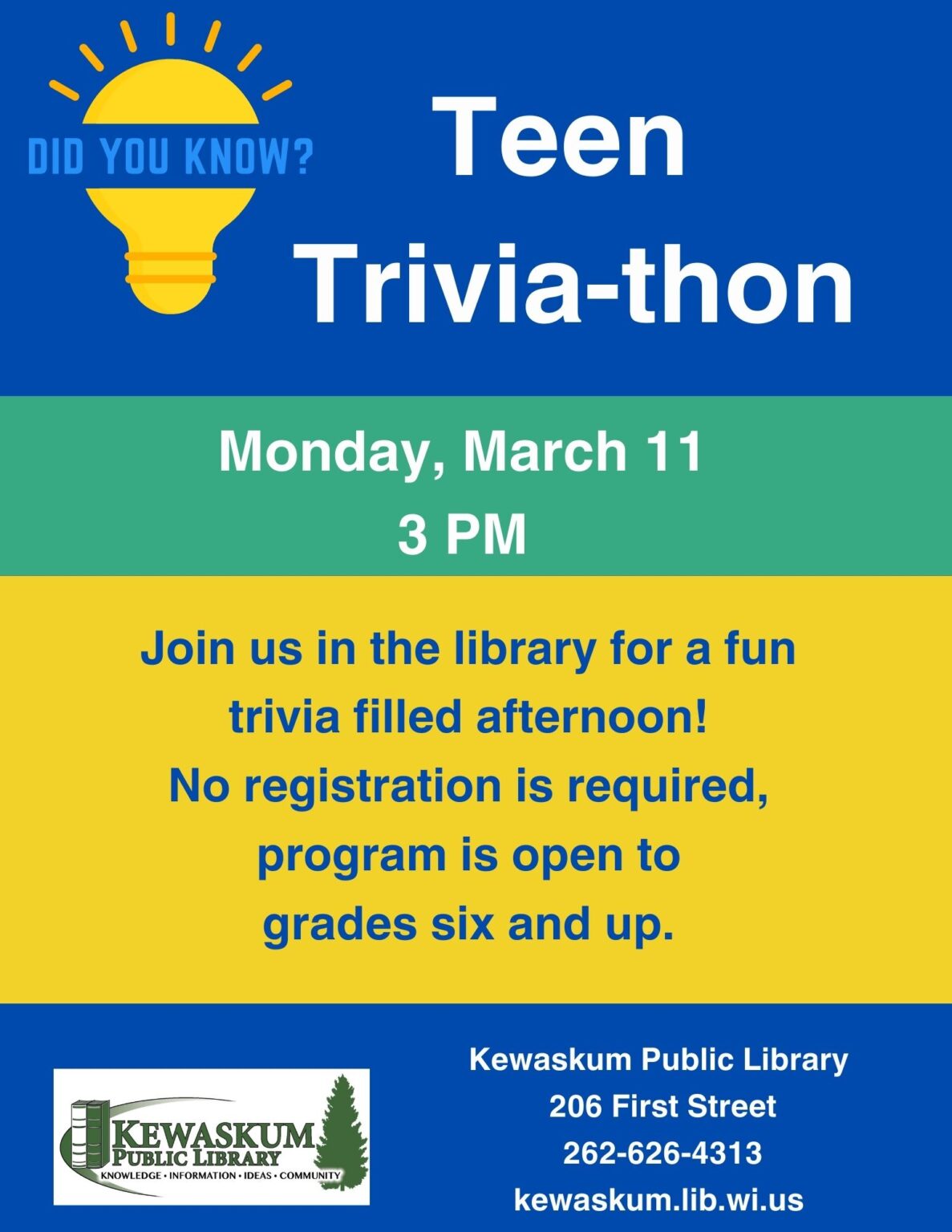 Teen Programs Kewaskum Public Library